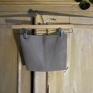 Ribbed Knit Tube Top in Light Gray